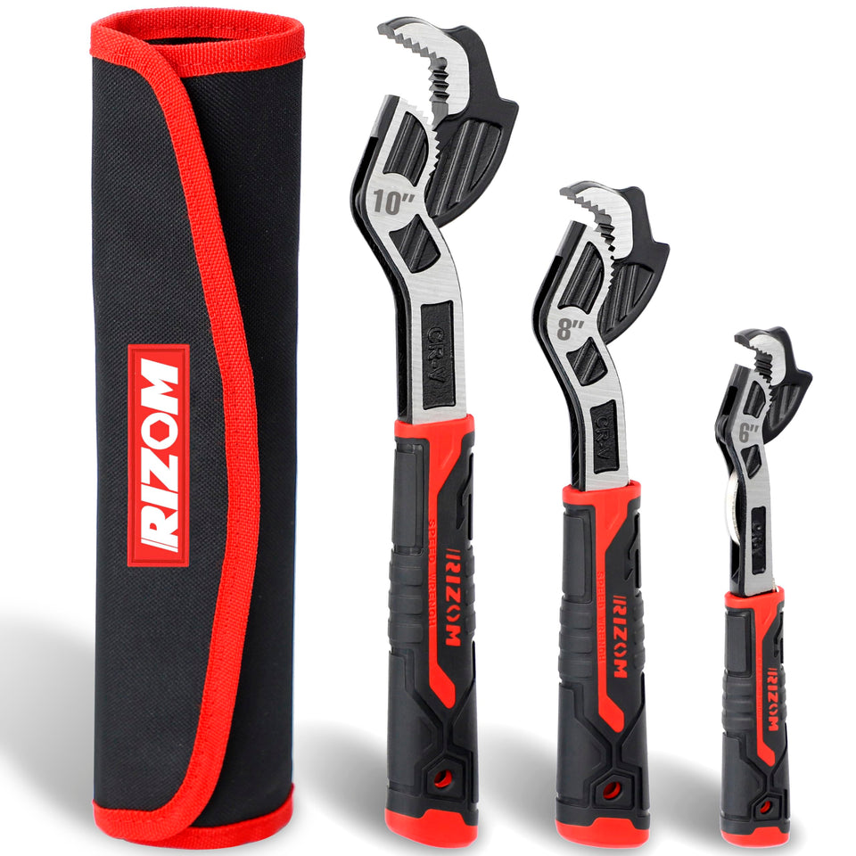 Rizom 6-inch pipe wrench set with adjustable jaw for tight fittings