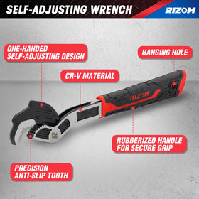 Rizom 8-inch pipe wrench enabling quick adjustments with one hand