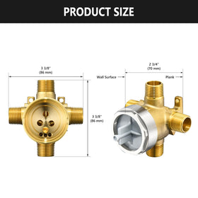 RJDIBAN R11000 brass finish diverter valve suited for remodels and upgrades