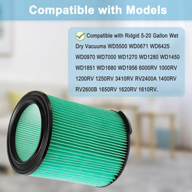 Rjnlsc VF6000-compatible Ridgid filter for quick maintenance