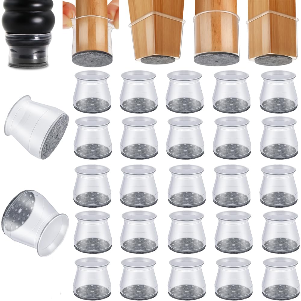 RKELA 48-pack chair leg protectors silicone caps with felt pads protect floors.