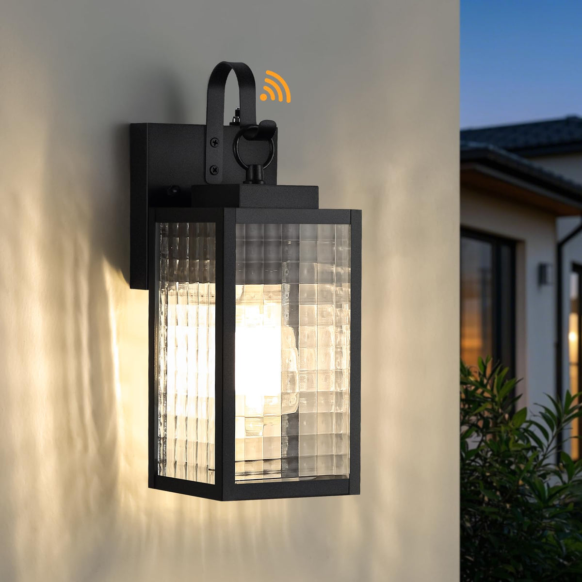 RLdream 11.8 inch dusk-to-dawn light with checkered glass enhances front porch visibility