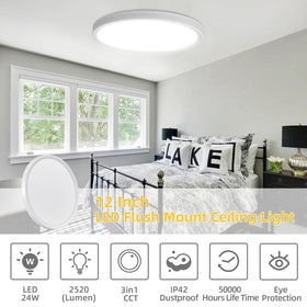 RLEDPZTX 12-inch round flat-panel ceiling light highlighting ultra-thin design.