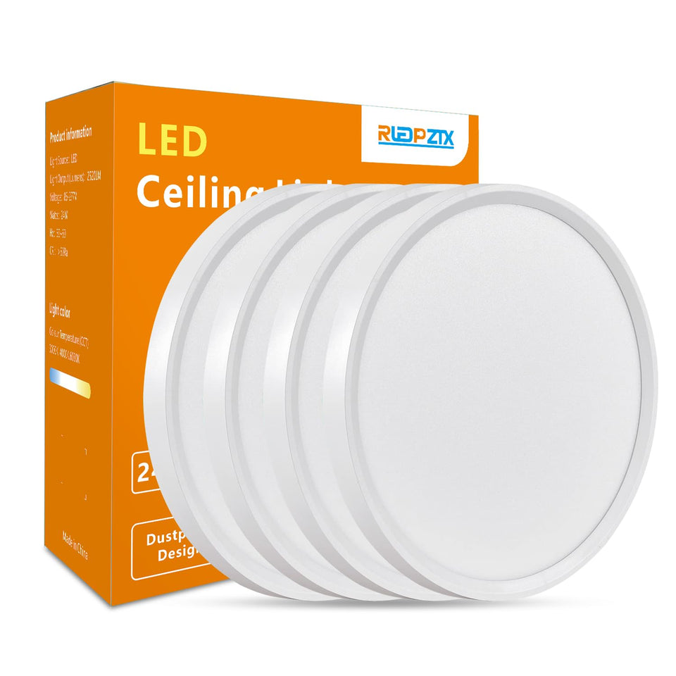 RLEDPZTX 12-inch LED flush mount light closeup showing slim ceiling profile.