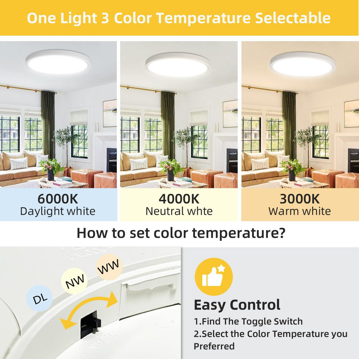 RLEDPZTX 12-inch LED flush mount light installed in hallway for even illumination.