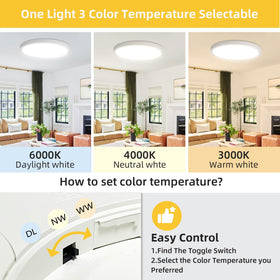 RLEDPZTX 12-inch LED flush mount light installed in hallway for even illumination.