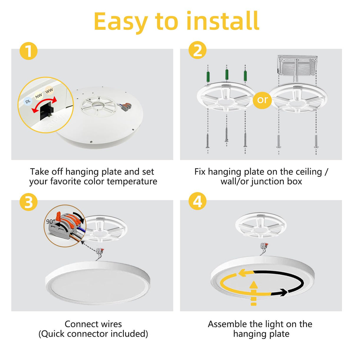 RLEDPZTX included installation kit simplifies flush mount setup.