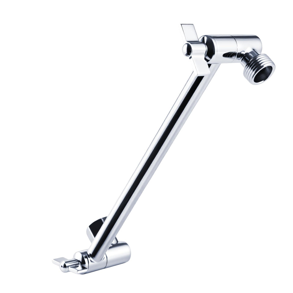 RLKDKJ heavy-duty shower arm 11-inch extension for extended reach and full-body spray.