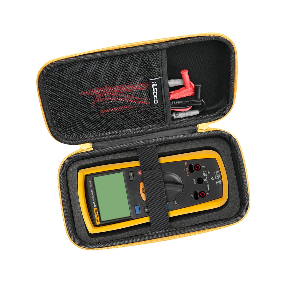 RLSOCO hard case exterior side view for safe transport of Fluke and Brymen meters.