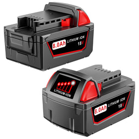 Rmahrtin 18V 8.0Ah battery front view for Milwaukee compatibility and rugged build