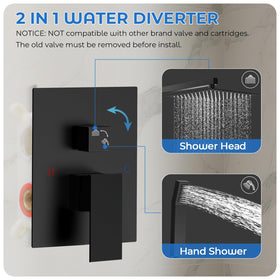 RNDIOZD 10-inch square rain shower head for wide coverage.