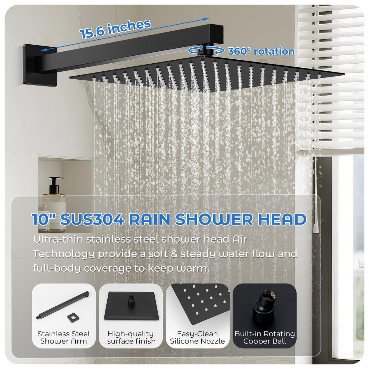 RNDIOZD extendable stainless steel hose enables reach for showers and cleaning.