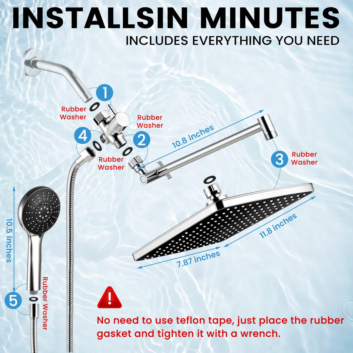 RNDIOZD handheld sprayer five modes 4-9-inch offers customizable pressure for babies and pets.