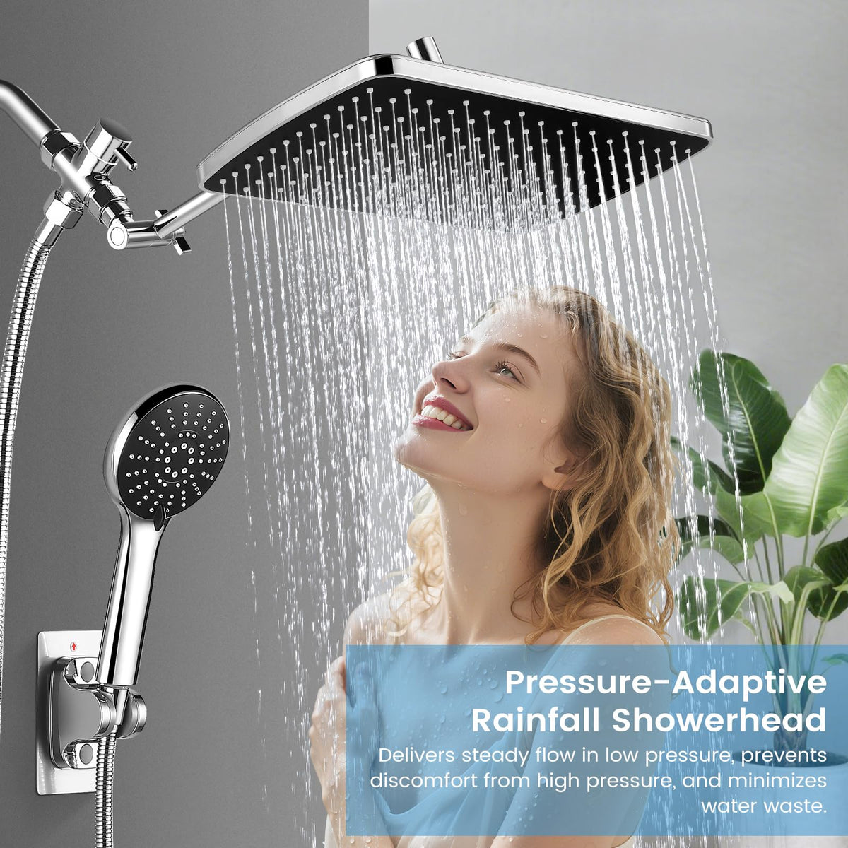 RNDIOZD rain and handheld combo demonstrates versatile water flow for family routines.