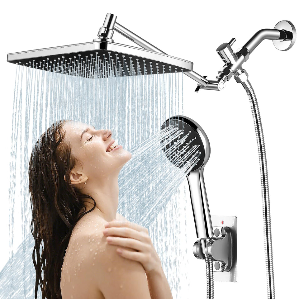 RNDIOZD rain shower head wide 11-8-inch delivers immersive coverage for a spa-like rinse.