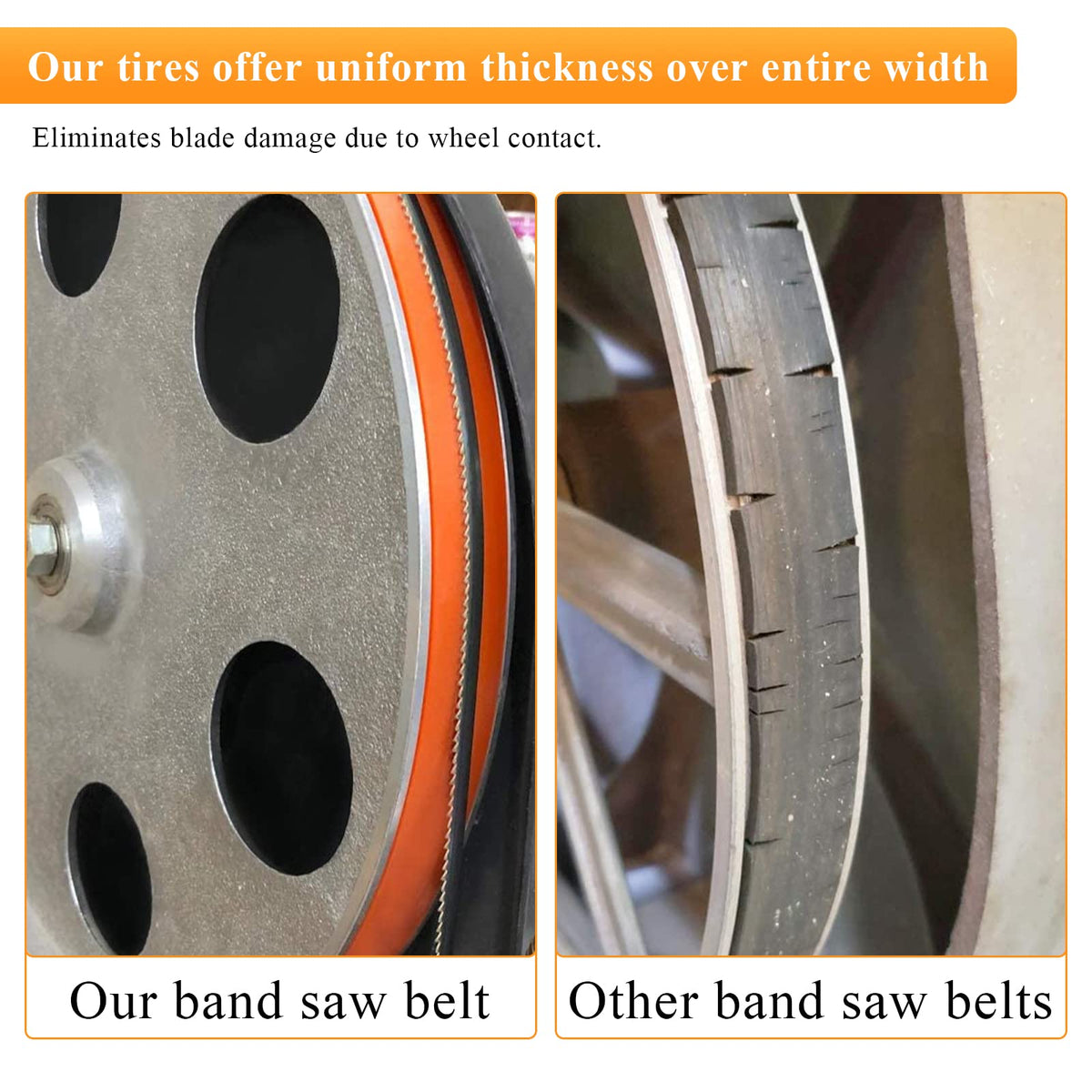 RO6G band saw tire installation image, quick setup with no adhesive