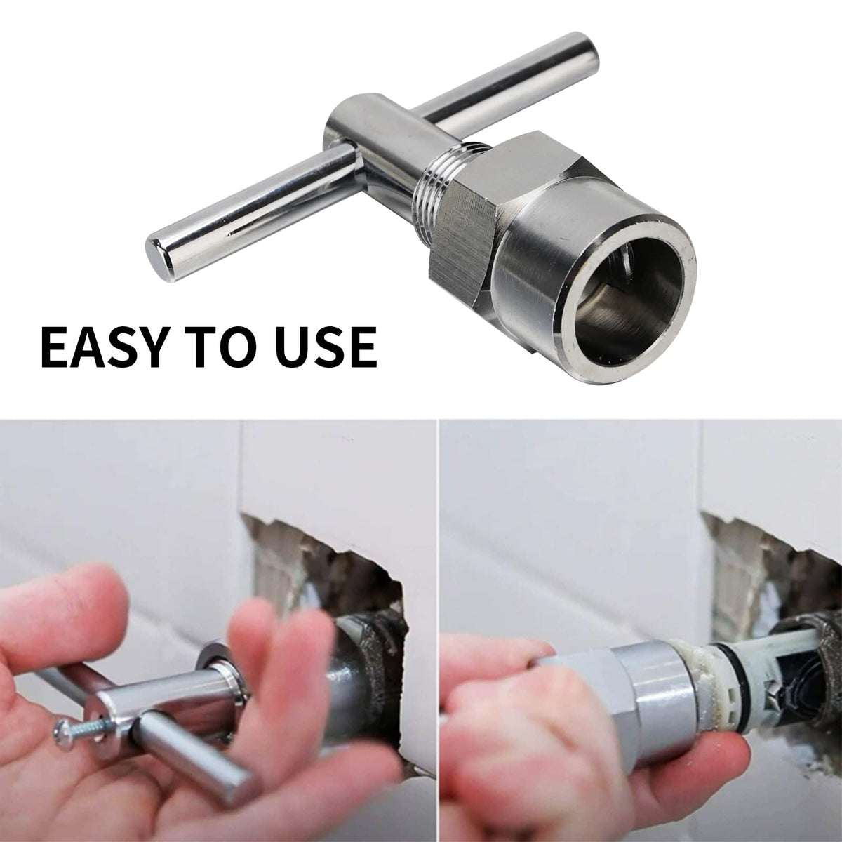 Roastove faucet cartridge replacement aid helps reduce leaks and conserve water.