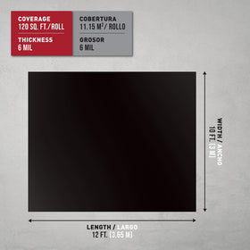 ROBERTS 70-115 black underlayment film hides subfloor imperfections.