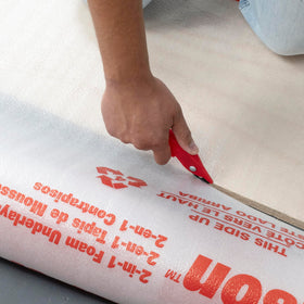 ROBERTS Unison 2-in-1 underlayment offers easy install with overlap and adhesive seams.