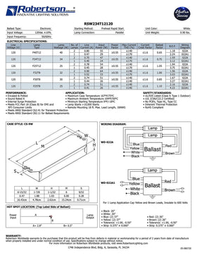 Robertson RSW234T12120 rapid-start technology reduces startup flicker.