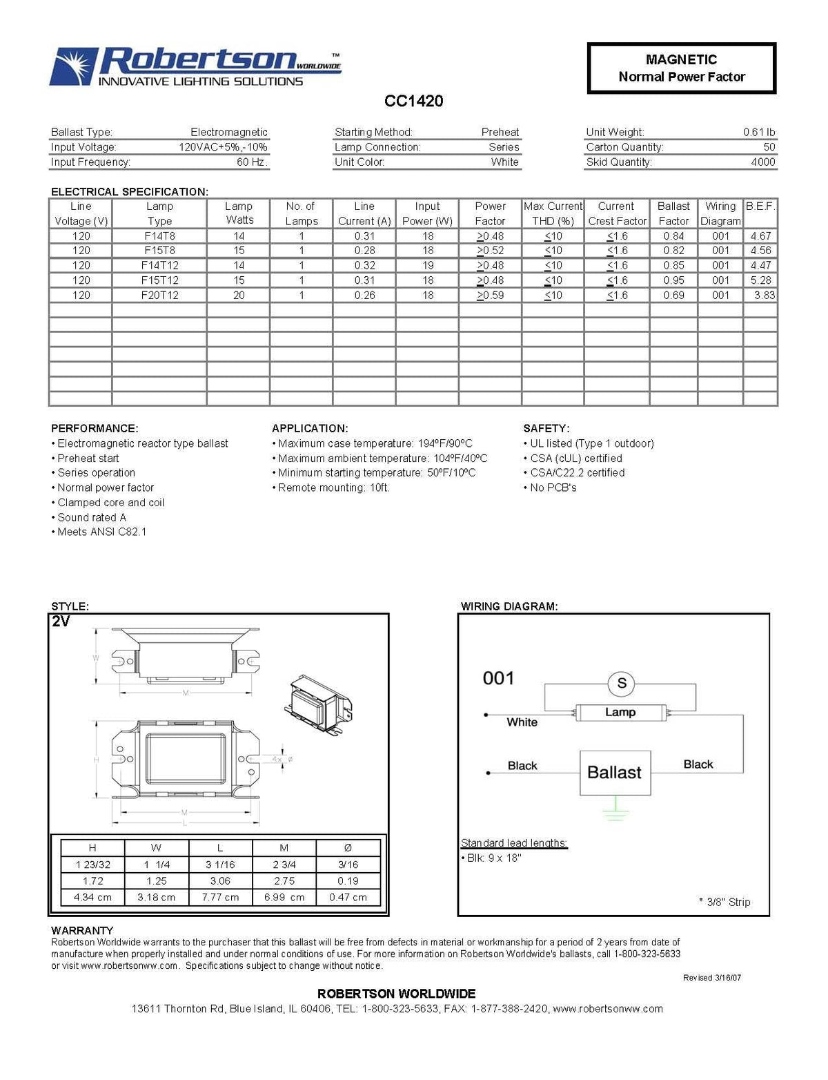 Robertson Worldwide CC1420P ballast installed in signage application