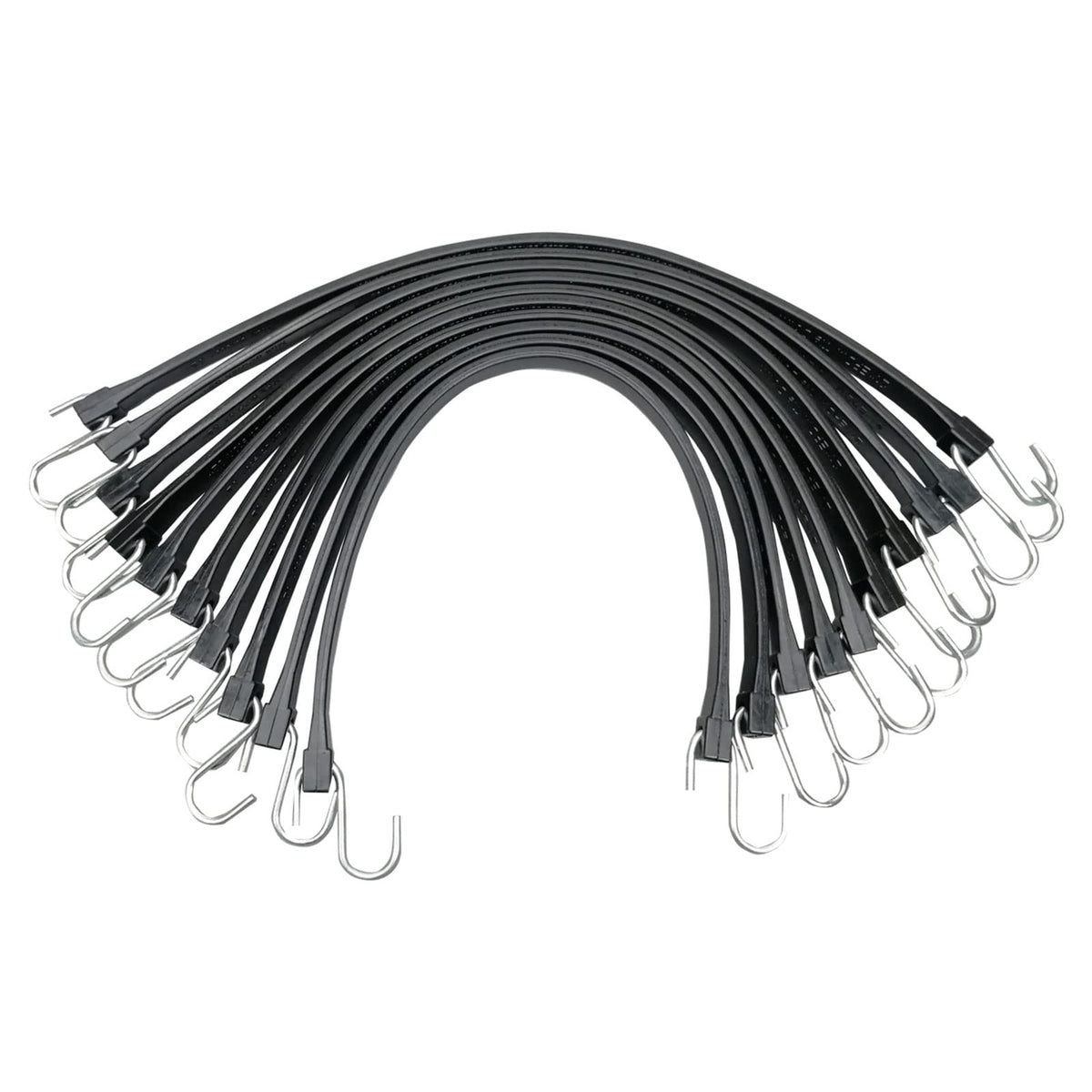 ROBLOCK 15in bungee cord with hooks showing 150% stretch for secure loads
