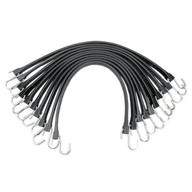 ROBLOCK 15in bungee cord with hooks showing 150% stretch for secure loads
