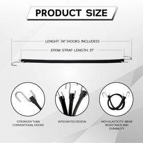 ROBLOCK EPDM bungee cords with rustproof S-hooks for durable weatherproof security