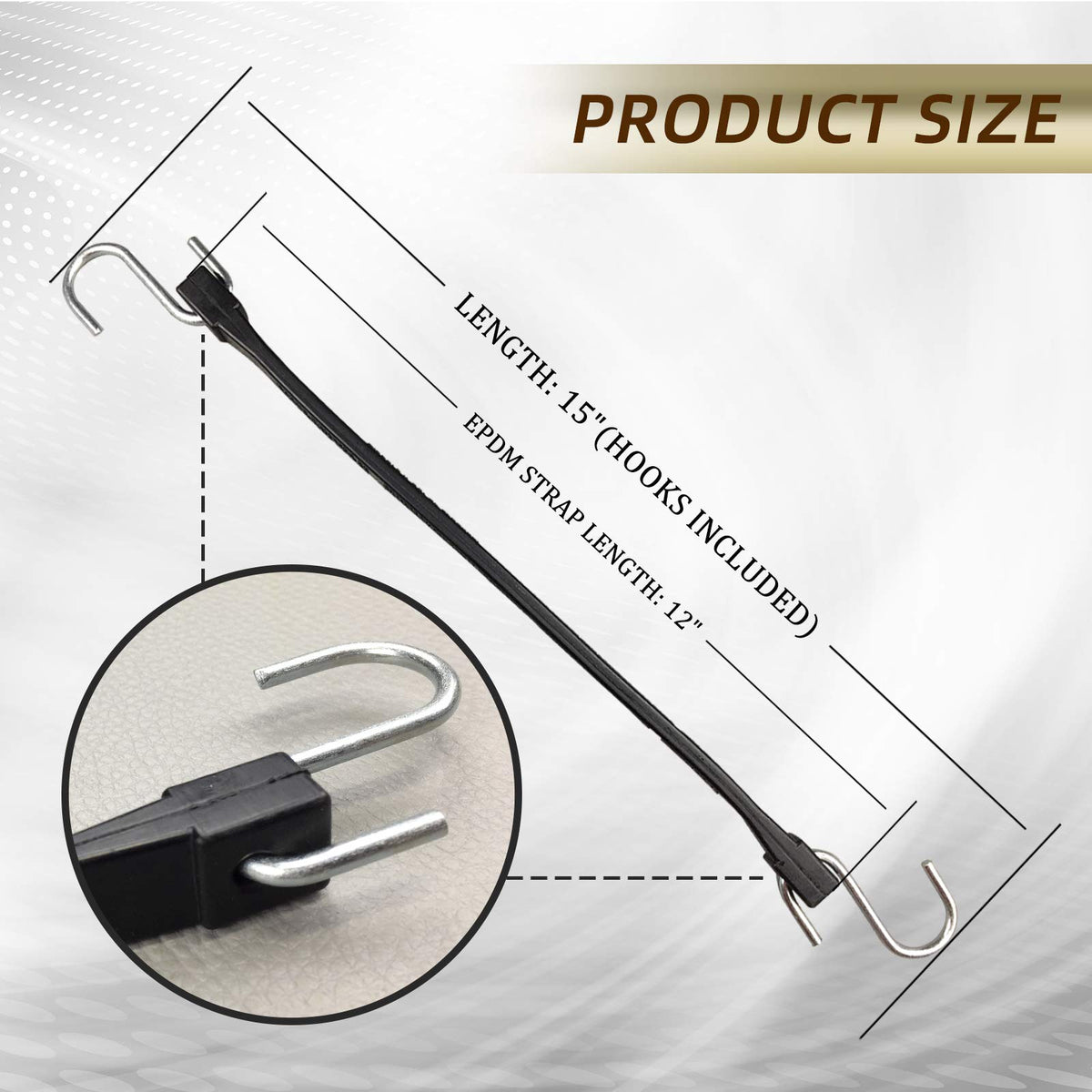 ROBLOCK EPDM tarp strap with S-hooks ready to secure tarps and canvases