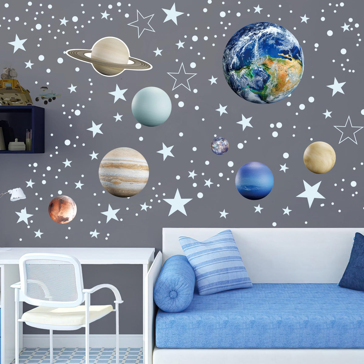 Robmoda astronomy decoration for kids room blue night sky scene
