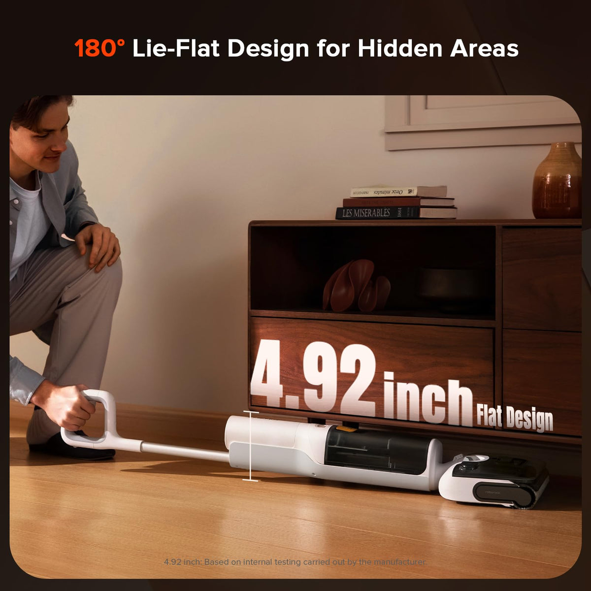 roborock F25 GT 180-degree lie-flat reach fits under couches and beds
