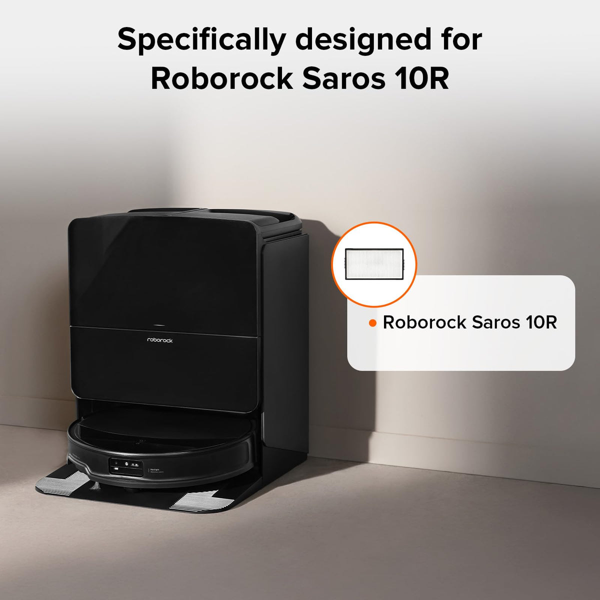 Roborock Saros 20 Sonic filter keeps dust at bay for fresh carpets.