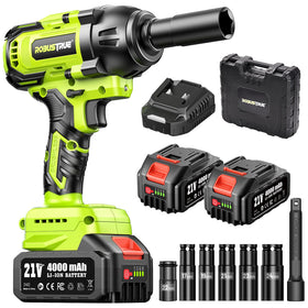 Robustrue cordless impact wrench front view shows power for heavy-duty tasks.