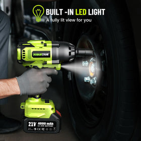 Robustrue cordless impact wrench compact design reduces user fatigue.