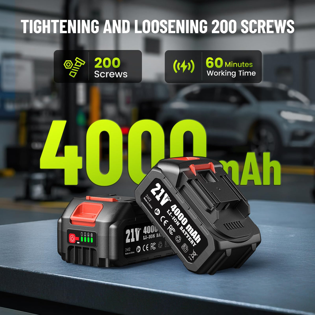 Robustrue cordless impact wrench LED work light helps in dark settings.