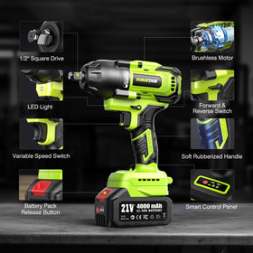 Robustrue cordless impact wrench tool kit covers a range of fasteners.