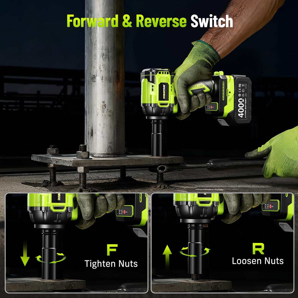 Robustrue built-in LED light brightens dark workspaces.