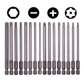 Rocaris 16-pack long magnetic bits with slotted heads for precise screw driving