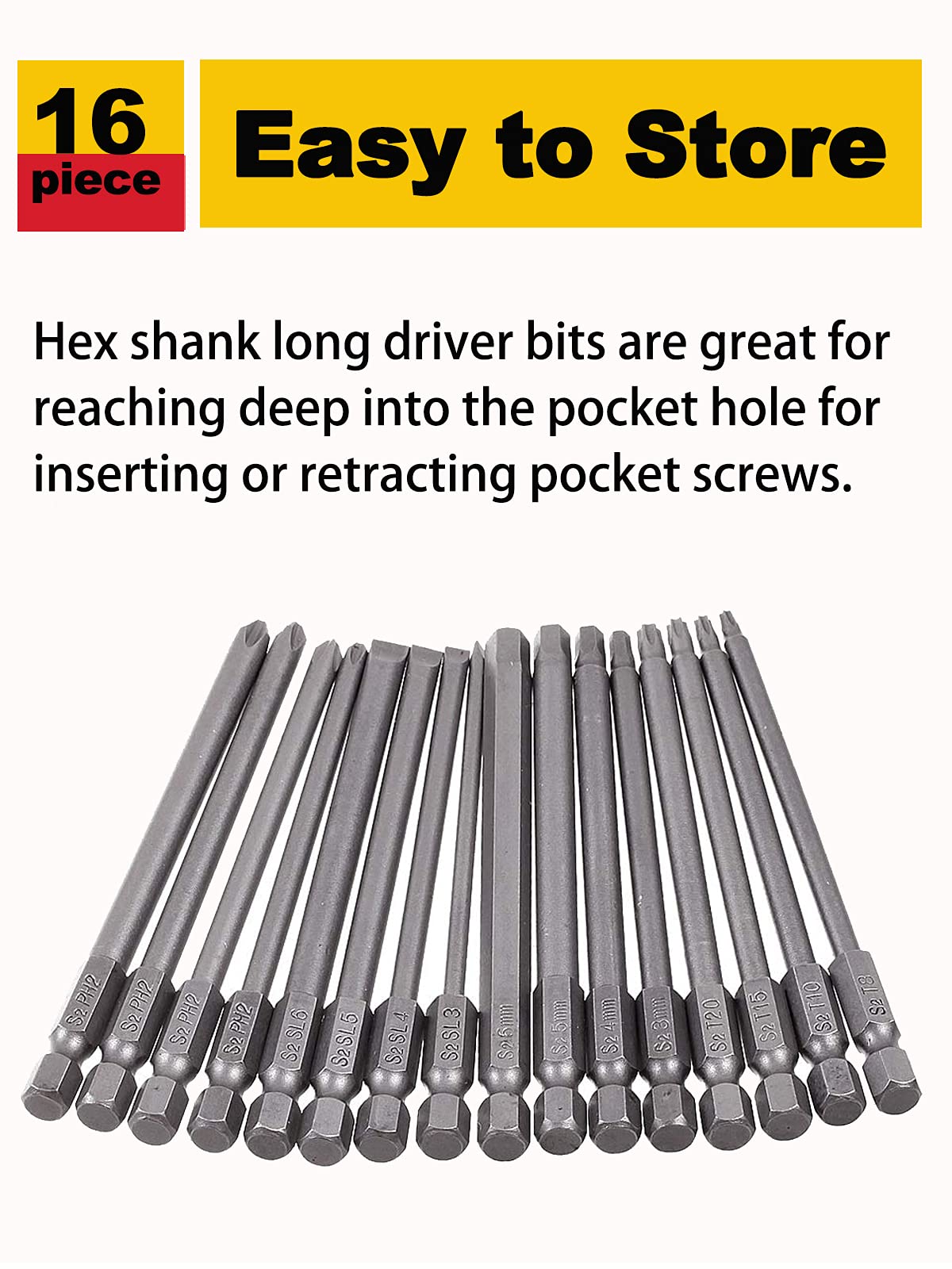 Rocaris hex bits H3 to H6 for furniture assembly tasks