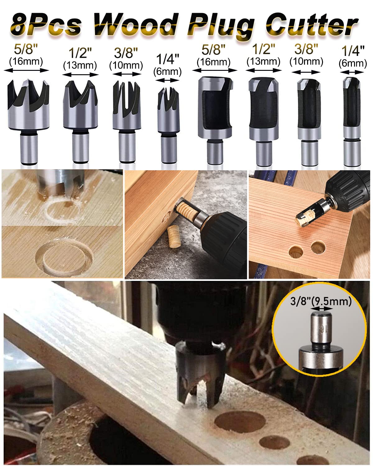 Rocaris step bit set enables multi-size holes in metal, wood, and plastics.
