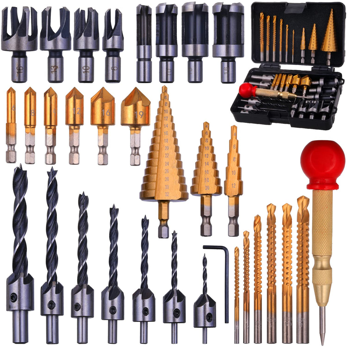 Rocaris woodworking chamfer drill set for clean, precise holes in wood projects.