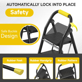 ROCELIA thick rubber feet stabilize the ladder on smooth floors