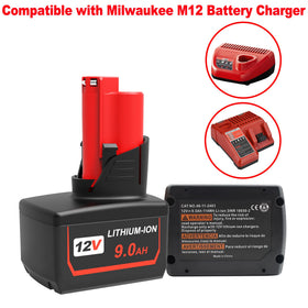 Rocivic Upgraded 9000mAh 12V battery DC connector compatibility with Milwaukee tools