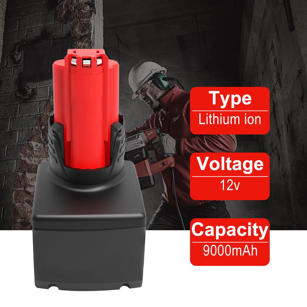 Rocivic Upgraded 9000mAh 12V battery in use delivering steady power