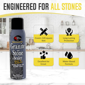 Rock Doctor Granite Sealer applied on countertop shows smooth, even coating.