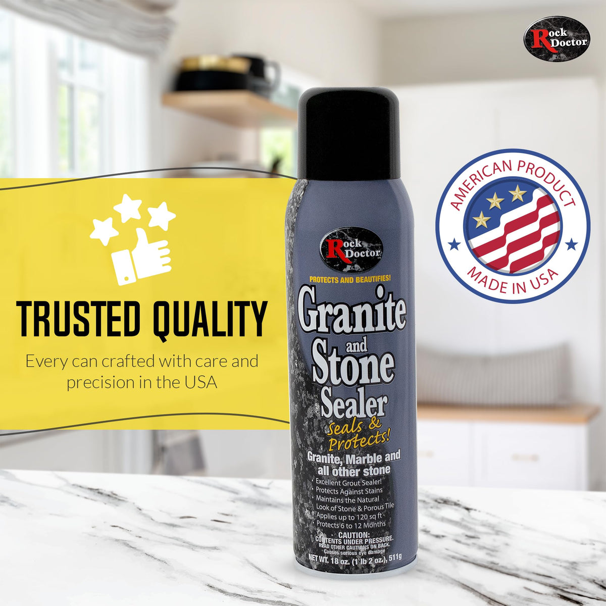 Rock Doctor Granite Sealer packaging highlights a convenient pack of 1 for home use.