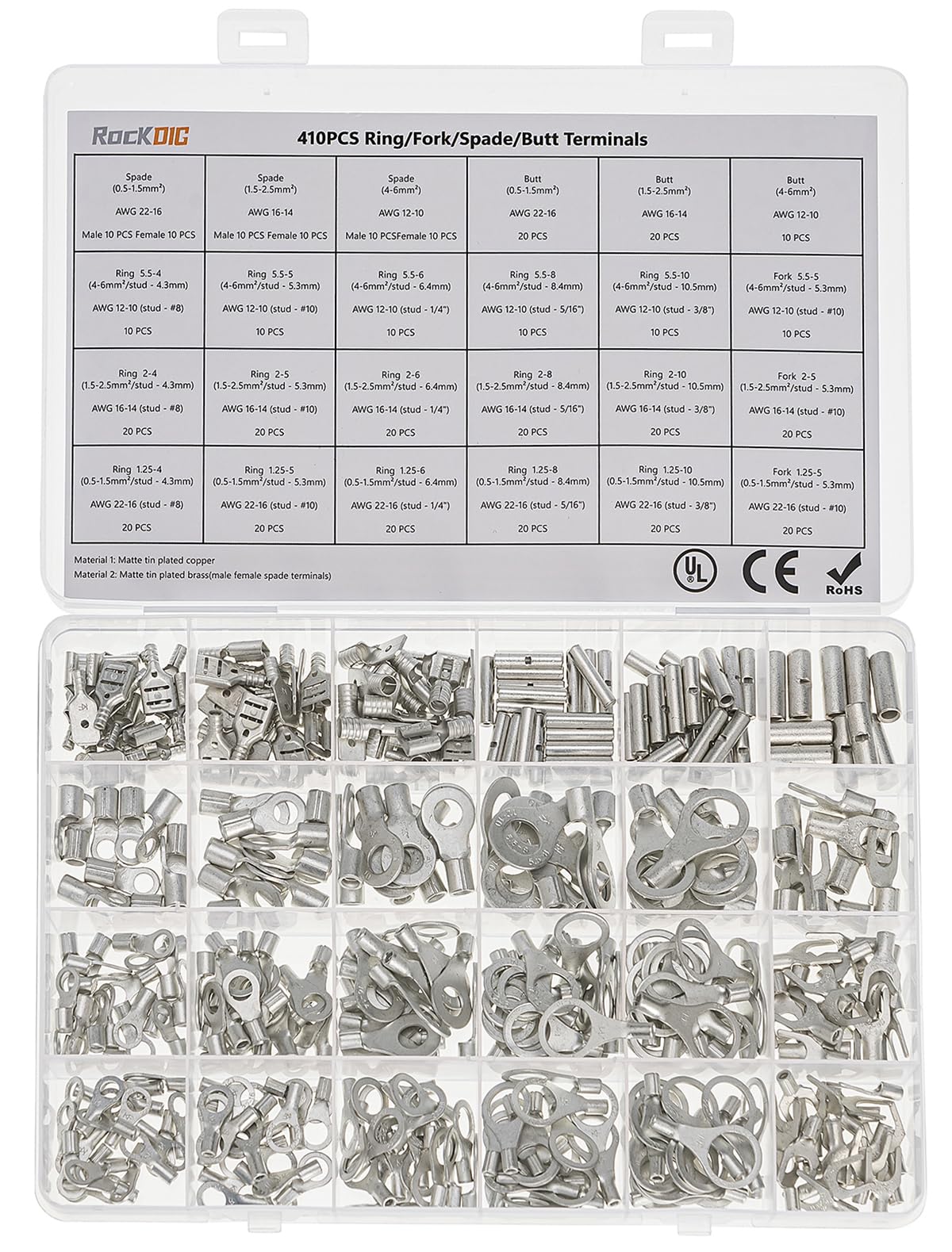 RockDIG wire connectors kit box shows organized assortment for easy wiring setup