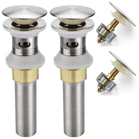 Rockgoya brushed nickel bathroom drain close-up showing anti-clogging strainer