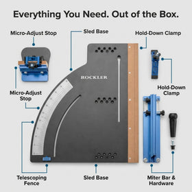 Rockler Bit-Saver hold-down clamp secures pieces for safe, clean cuts
