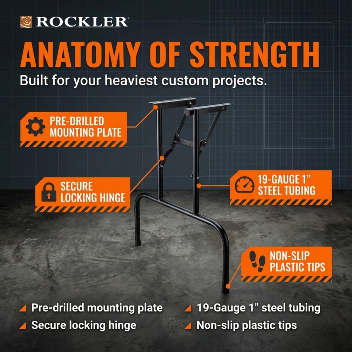 ROCKLER black finish enhances professional look for banquet tables.